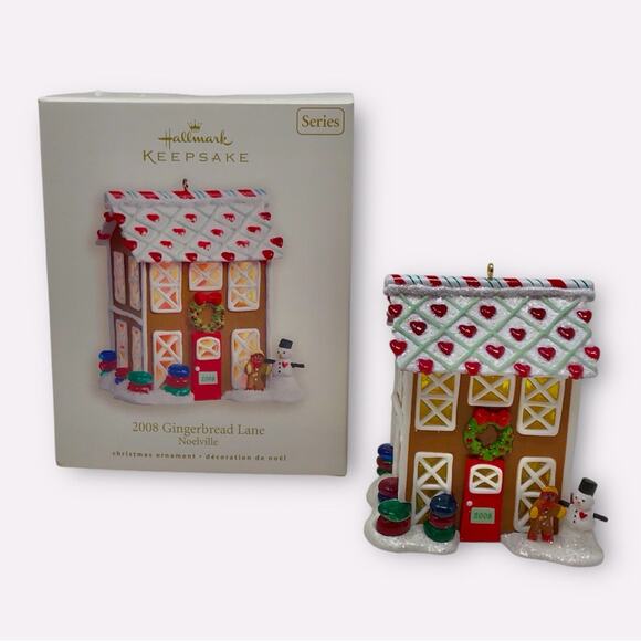 Hallmark Christmas Gingerbread Lane 2008 Noelville #3 Ornament Light Effect Box - Picture 1 of 8